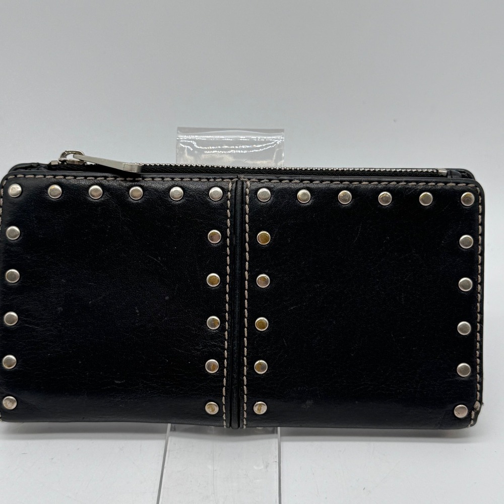 Vintage Michael Kors Astor Studded Black Leather Bifold Snap Wallet Organizer
